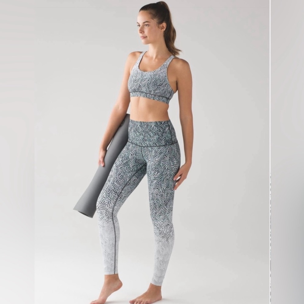 Lululemon•Wunder Under Pant HR 28”•Dazzle Nulux•Alpine White Black•LIKE NEW•10
